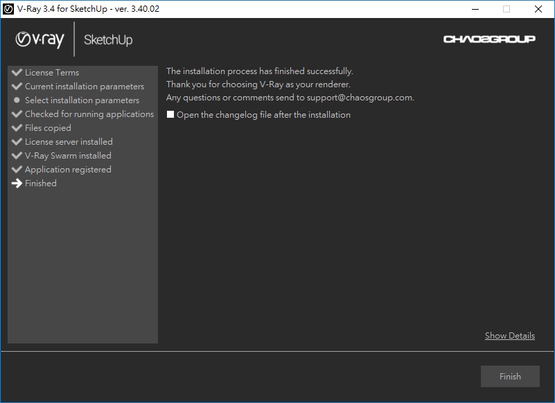 install vray finish