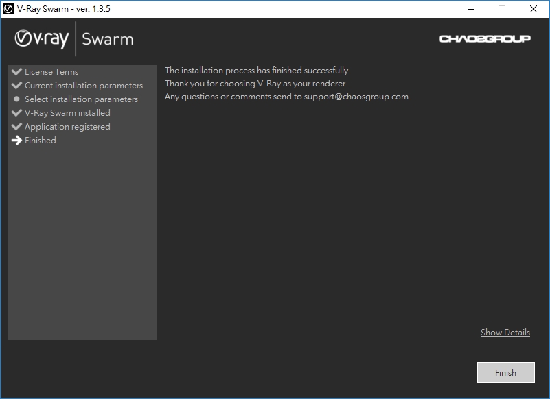 install vray swarm finish