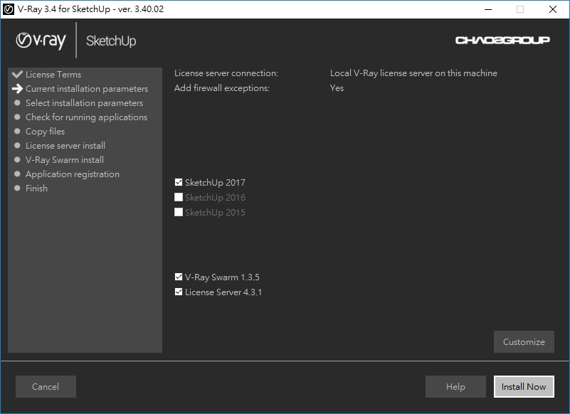 installation parameters